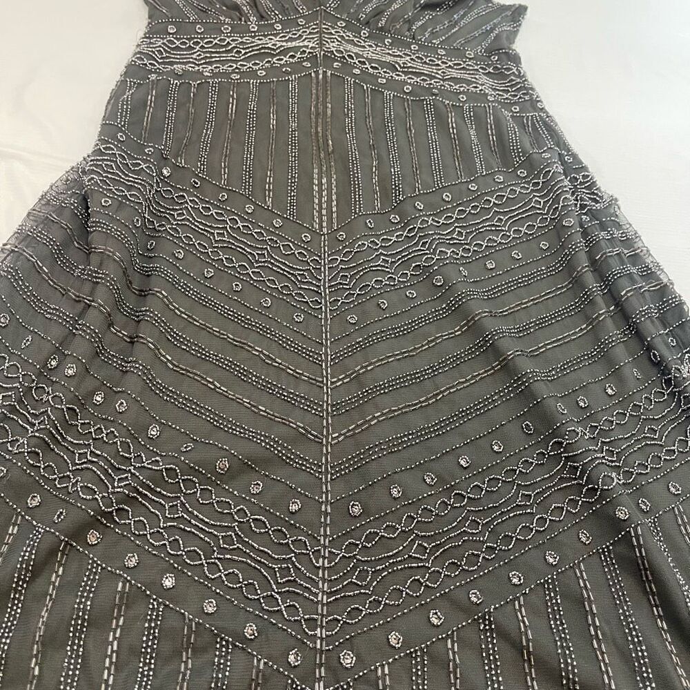 NWT Lauren Ralph Lauren Black Label Grey Beaded Embellished Dress Size 12 New - Picture 2 of 7